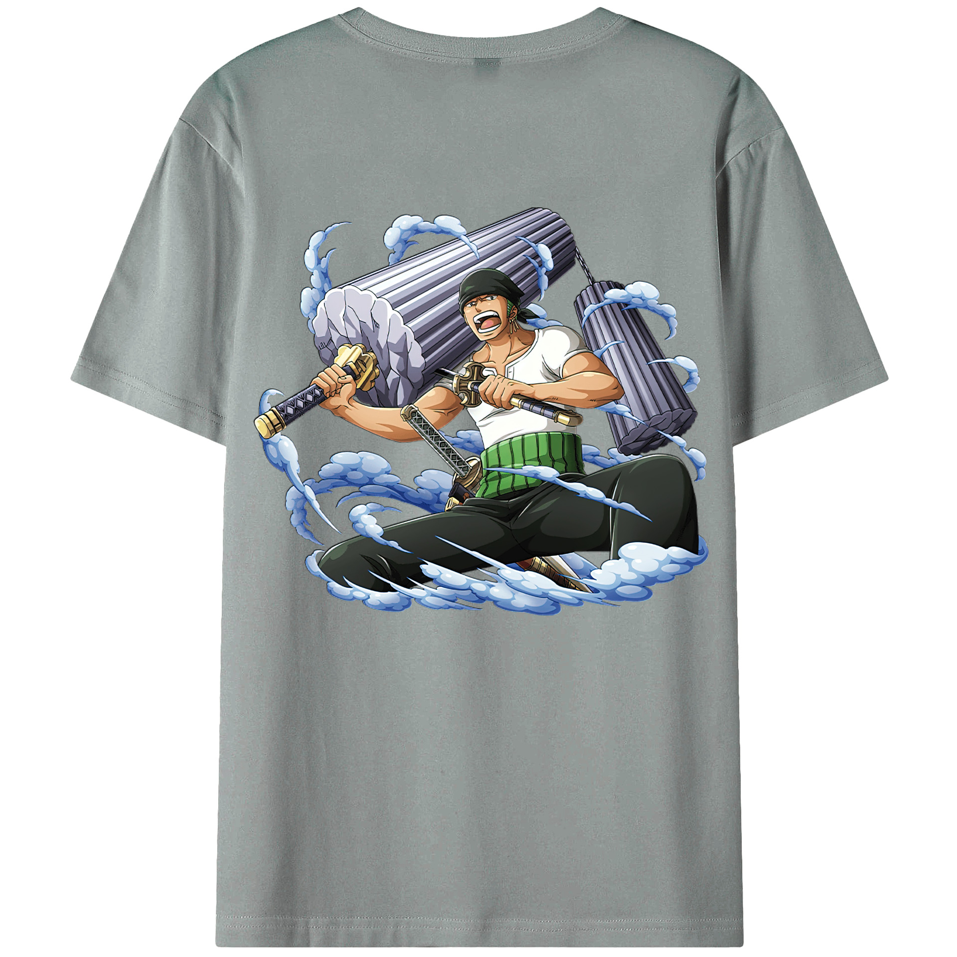 ワンピース ロロノア・ゾロ ONE PIECE Roronoa Zoro 綿100％ メンズ半袖Tシャツ（バックプリント） 通気性